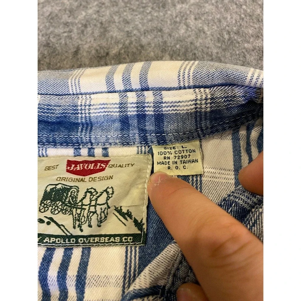 Vintage Javolis Plaid Button Up Cotton Longsleeve Shirt Sz Large - Picture 4 of 10